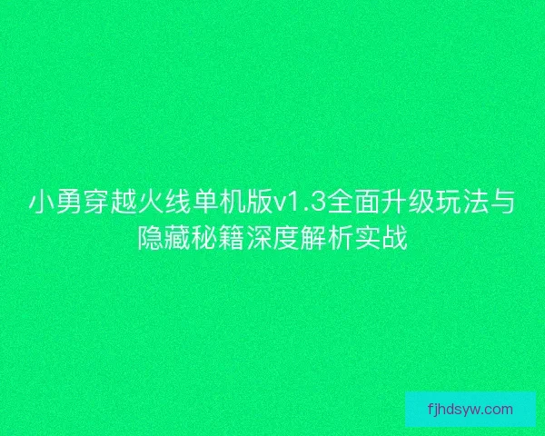 小勇穿越火线单机版v1.3全面升级玩法与隐藏秘籍深度解析实战